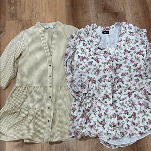 Floral and Gingham Dress Set